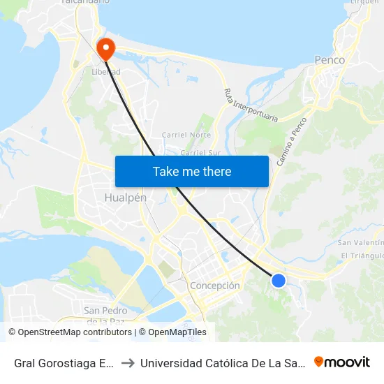 Gral Gorostiaga Esq Los Lirios to Universidad Católica De La Santísima Concepción map