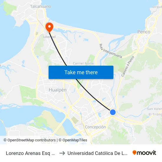 Lorenzo Arenas Esq Juan Jose Manzano to Universidad Católica De La Santísima Concepción map