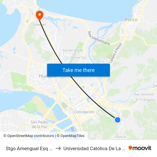 Stgo Amengual Esq Eleuterio Ramirez to Universidad Católica De La Santísima Concepción map