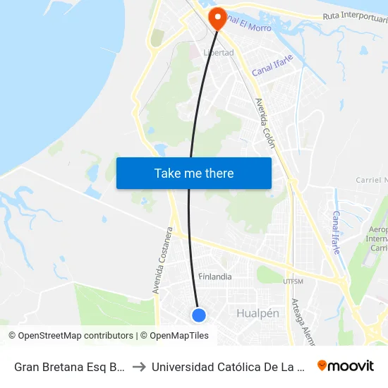 Gran Bretana Esq Bremen  Poniente to Universidad Católica De La Santísima Concepción map