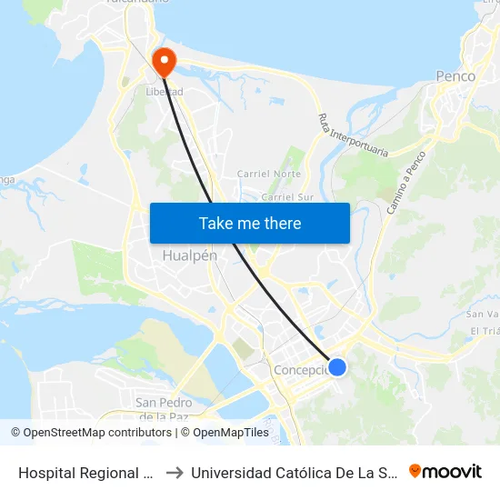 Hospital Regional De Concepcion to Universidad Católica De La Santísima Concepción map