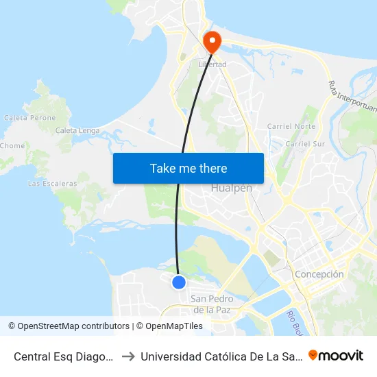 Central Esq Diagonal Biobio  Sur to Universidad Católica De La Santísima Concepción map