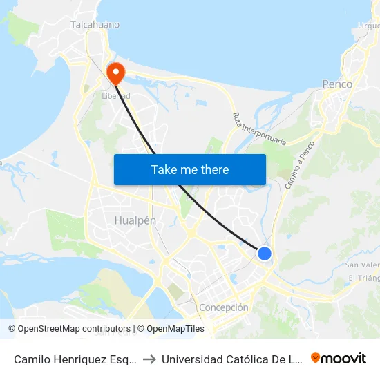 Camilo Henriquez Esq Senda Uno  Poniente to Universidad Católica De La Santísima Concepción map