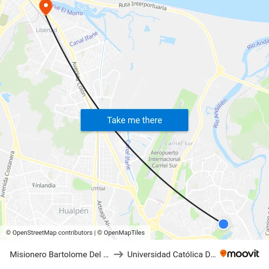 Misionero Bartolome Del Pozo Esq Calle Del Cerro  Norte to Universidad Católica De La Santísima Concepción map