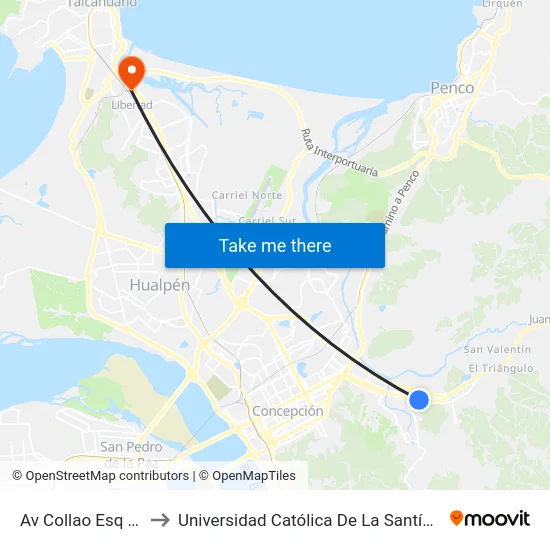Av Collao Esq P1  Norte to Universidad Católica De La Santísima Concepción map