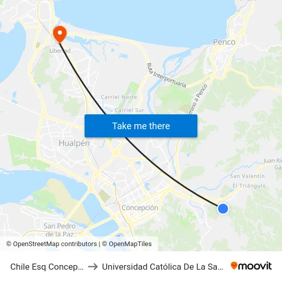 Chile Esq Concepcion  Oriente to Universidad Católica De La Santísima Concepción map