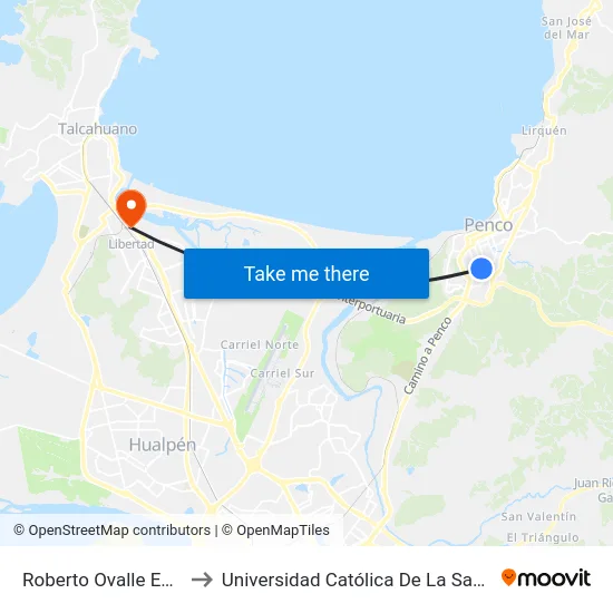 Roberto Ovalle Esq Piscis  Sur to Universidad Católica De La Santísima Concepción map