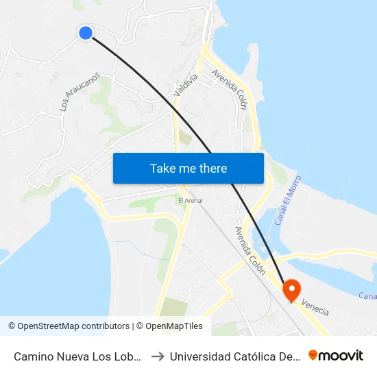 Camino Nueva Los Lobos Esq Calle Uno  Poniente to Universidad Católica De La Santísima Concepción map