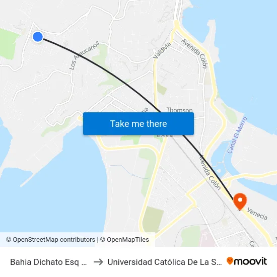 Bahia Dichato Esq Caleta El Chalet to Universidad Católica De La Santísima Concepción map