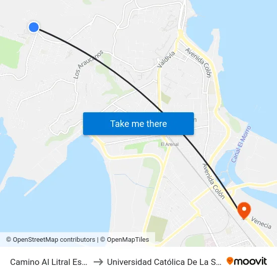 Camino Al Litral Esq Bahia Inglesa to Universidad Católica De La Santísima Concepción map