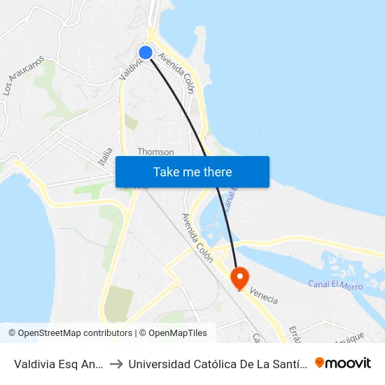 Valdivia Esq Anibal Pinto to Universidad Católica De La Santísima Concepción map