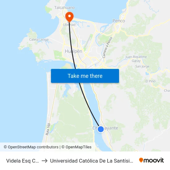 Videla Esq Chiguay to Universidad Católica De La Santísima Concepción map