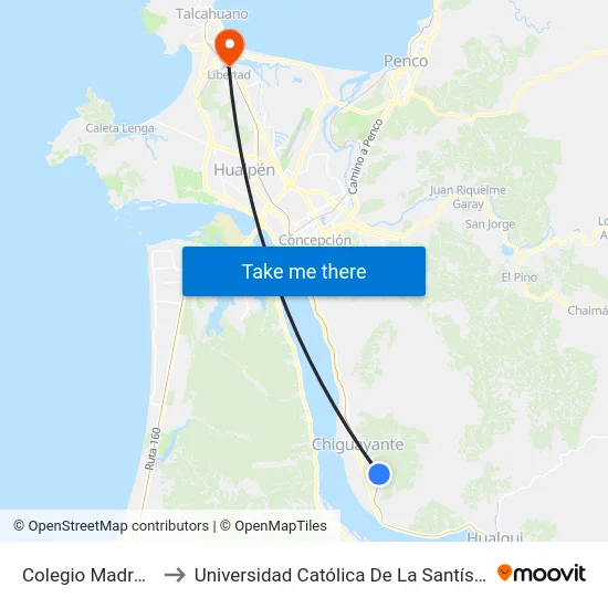 Colegio Madre Paulina to Universidad Católica De La Santísima Concepción map