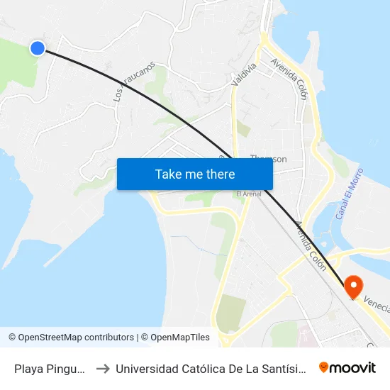 Playa Pingueral  Sur to Universidad Católica De La Santísima Concepción map