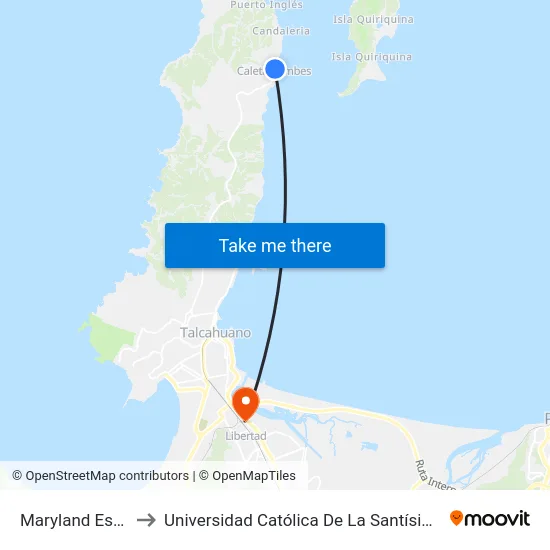 Maryland Esq O480 to Universidad Católica De La Santísima Concepción map