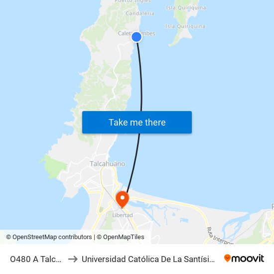 O480 A Talcahuano to Universidad Católica De La Santísima Concepción map