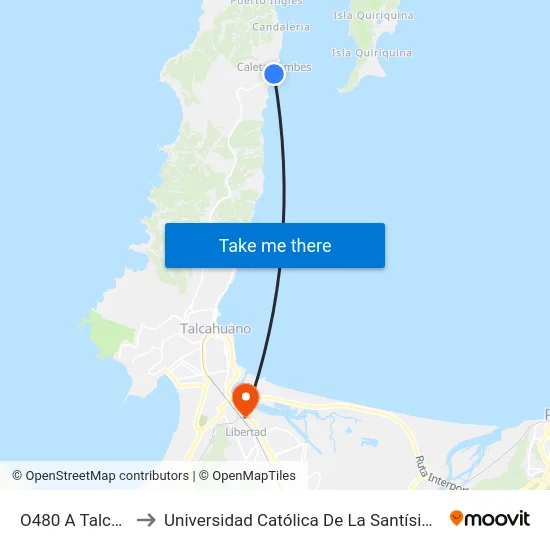 O480 A Talcahuano to Universidad Católica De La Santísima Concepción map