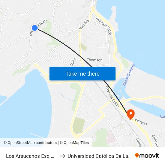 Los Araucanos Esq Quentrahue  Oriente to Universidad Católica De La Santísima Concepción map