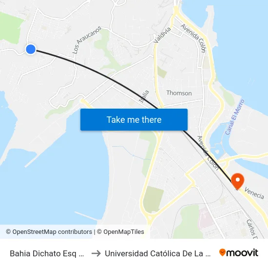 Bahia Dichato Esq Playa El Huevillo to Universidad Católica De La Santísima Concepción map