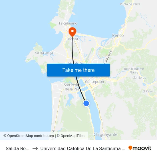 Salida Recodo to Universidad Católica De La Santísima Concepción map