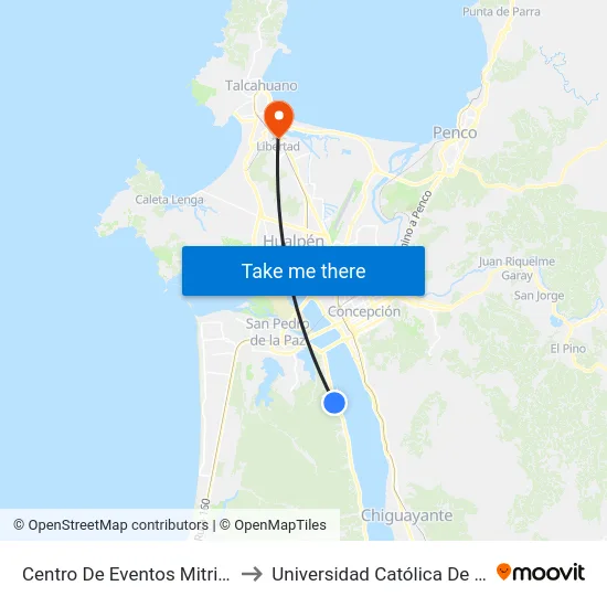Centro De Eventos Mitrinco Esq Ruta 156  Km 4.2 to Universidad Católica De La Santísima Concepción map