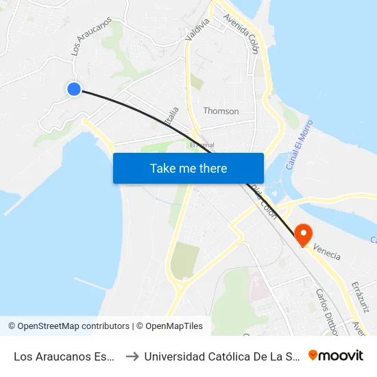 Los Araucanos Esq Los Diaguitas to Universidad Católica De La Santísima Concepción map
