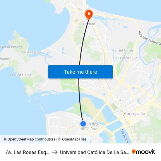 Av. Las Rosas Esq. Las Azaleas to Universidad Católica De La Santísima Concepción map