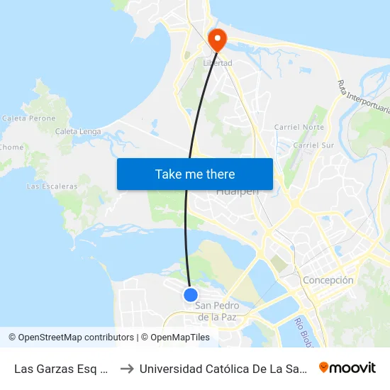 Las Garzas Esq Enrique Soro to Universidad Católica De La Santísima Concepción map