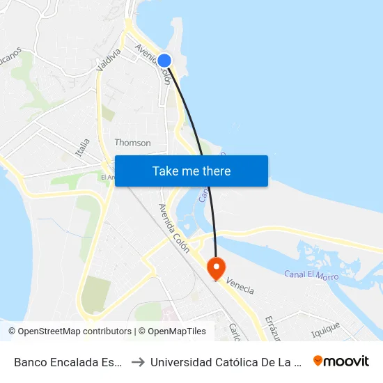 Banco Encalada Esq Esmeralda  Sur to Universidad Católica De La Santísima Concepción map