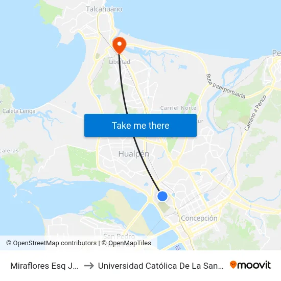 Miraflores Esq Jorge Montt to Universidad Católica De La Santísima Concepción map