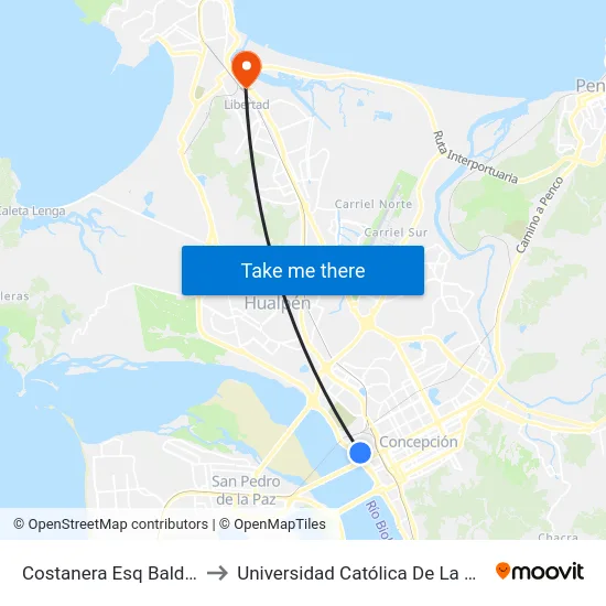 Costanera Esq Baldomero Sanchez to Universidad Católica De La Santísima Concepción map
