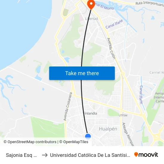 Sajonia Esq Dresden to Universidad Católica De La Santísima Concepción map
