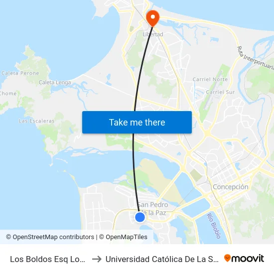 Los Boldos Esq Los Maquis  Norte to Universidad Católica De La Santísima Concepción map
