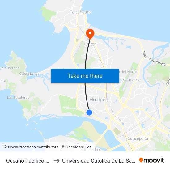 Oceano Pacifico Esq Mar Rojo to Universidad Católica De La Santísima Concepción map