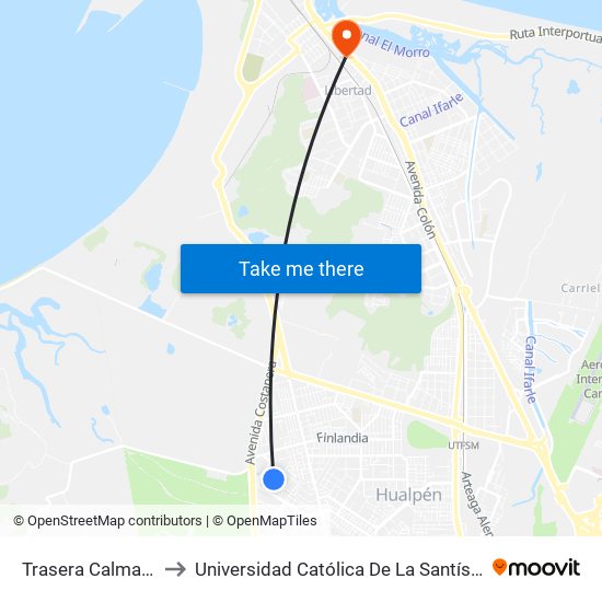 Trasera Calmar  Oriente to Universidad Católica De La Santísima Concepción map