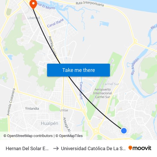 Hernan Del Solar Esq Alvaro Bazan to Universidad Católica De La Santísima Concepción map