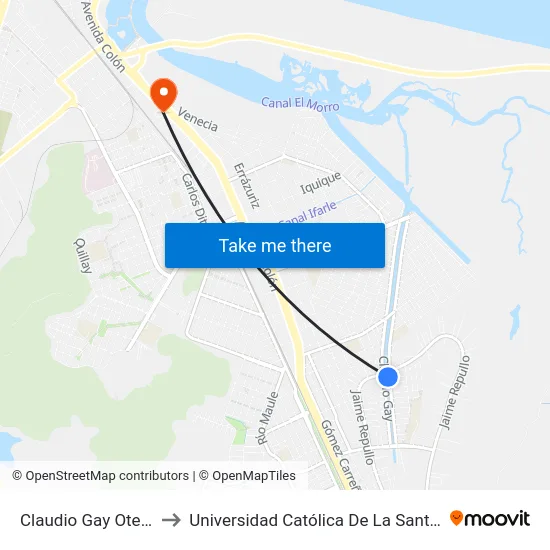 Claudio Gay Ote Esq Luma to Universidad Católica De La Santísima Concepción map
