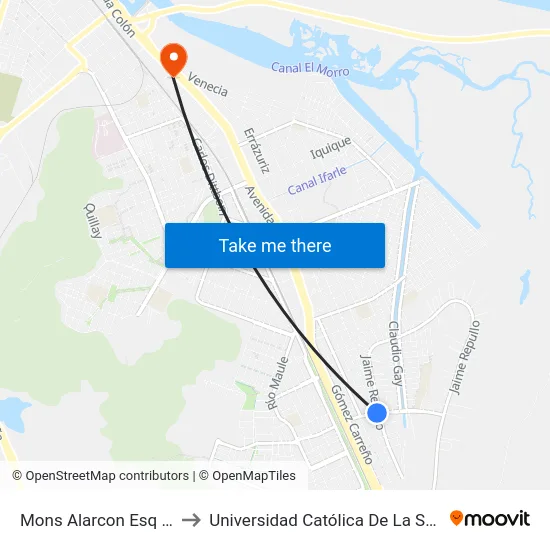 Mons Alarcon Esq Jaime Repullo to Universidad Católica De La Santísima Concepción map