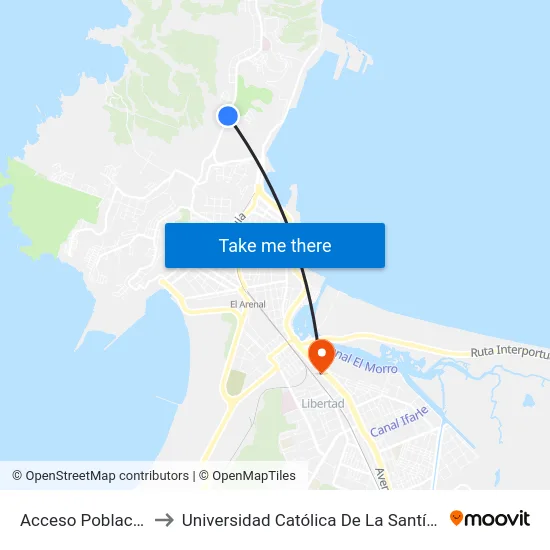 Acceso Poblacion Naval to Universidad Católica De La Santísima Concepción map