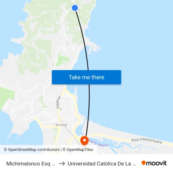 Michimalonco Esq O480  A Tumbes to Universidad Católica De La Santísima Concepción map