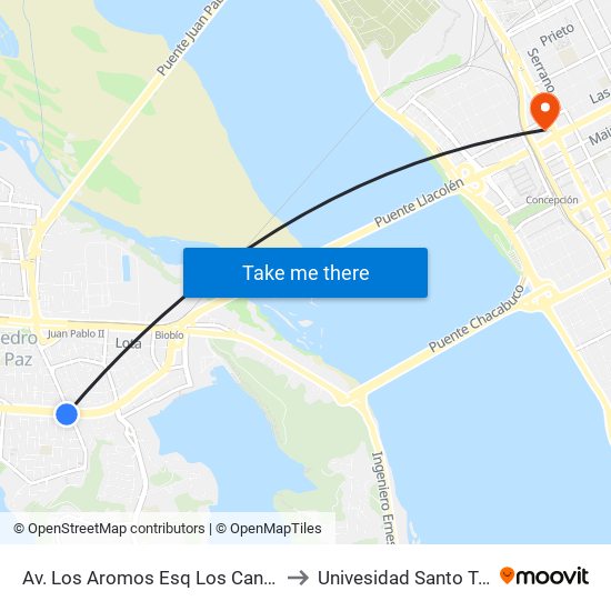 Av. Los Aromos Esq Los Canelos  Sur to Univesidad Santo Tomás map