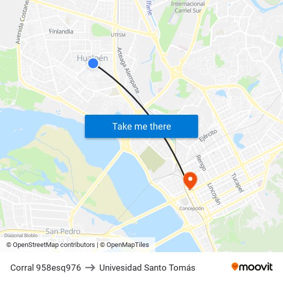 Corral  958esq976 to Univesidad Santo Tomás map