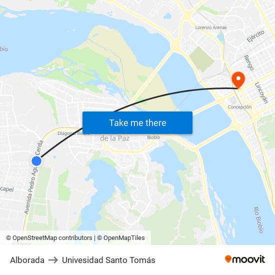 Alborada to Univesidad Santo Tomás map