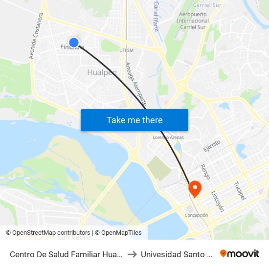 Centro De Salud Familiar Hualpencillo to Univesidad Santo Tomás map