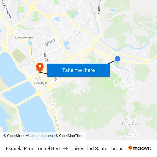 Escuela Rene Loubel Bert to Univesidad Santo Tomás map