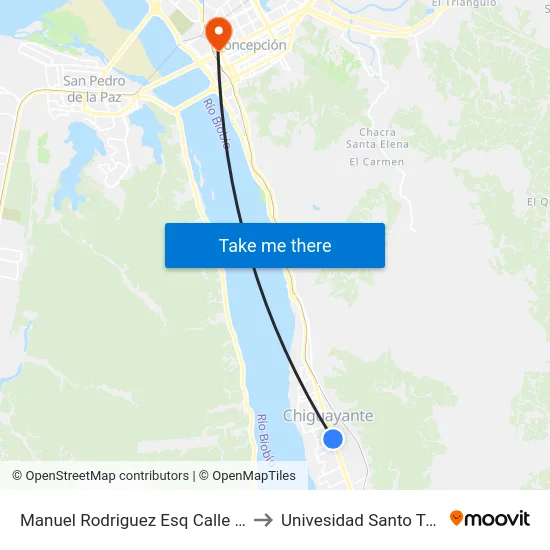 Manuel Rodriguez Esq Calle Nueva to Univesidad Santo Tomás map