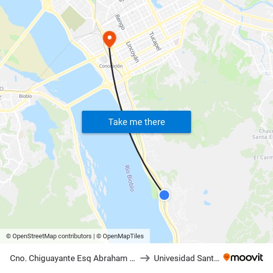 Cno. Chiguayante Esq Abraham Romero  Oriente to Univesidad Santo Tomás map