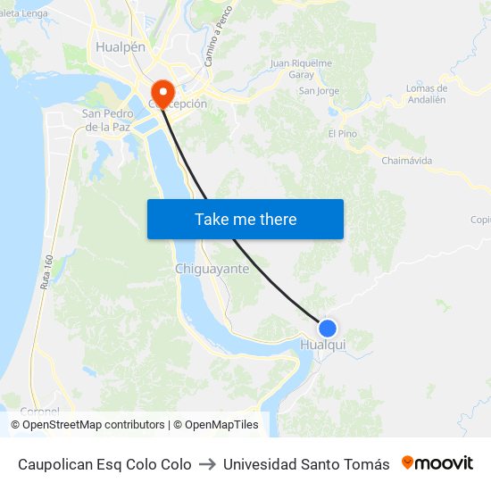 Caupolican Esq Colo Colo to Univesidad Santo Tomás map