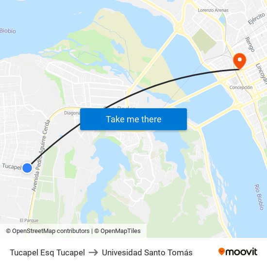 Tucapel Esq Tucapel to Univesidad Santo Tomás map