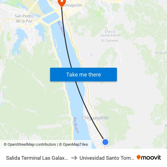 Salida Terminal Las Galaxias to Univesidad Santo Tomás map